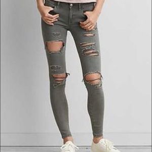 army green high waisted american eagle jeans